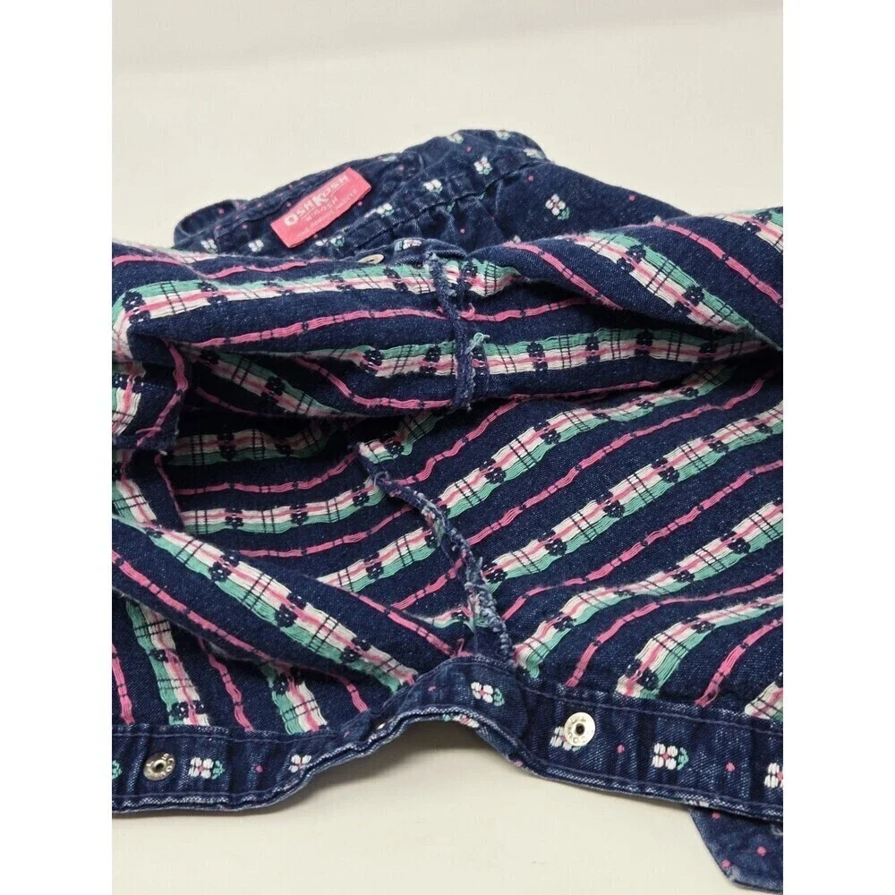 VINTAGE OSHKOSH B'GOSH COTTON DENIM BID OVERALLS 1980S DAISY FLORAL BABY 12 MONS